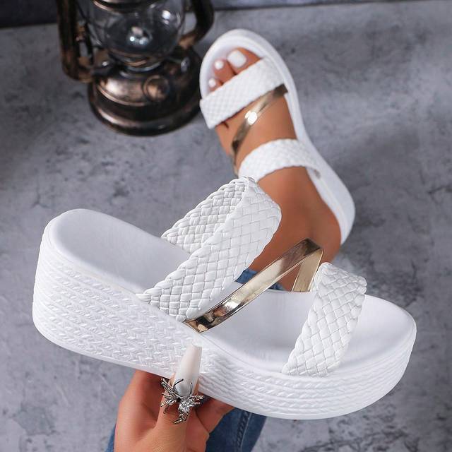 SHEIN Women High Waterproof Vintage  Rope Fisherman Wedge Heel Thick Sole Sandals