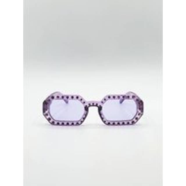 SVNX Womens Oval Festival Glasses with Gem Detail in Purple - One Size