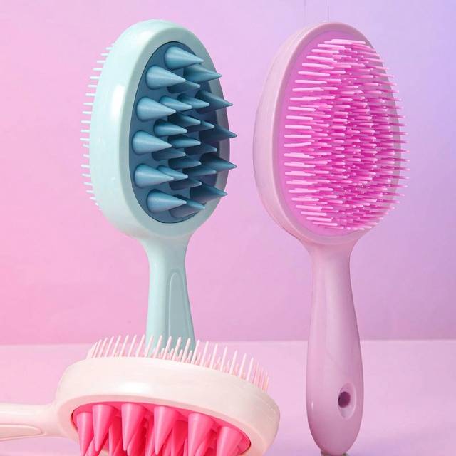 SHEIN Detangler Brush Wet1/2/3pcs,Double-Tooth Handle Shampoo Brush, Long-Handle Shampoo Comb, Dual-Purpose Scalp Massage Cleaning ShampDetangler Brush Wet