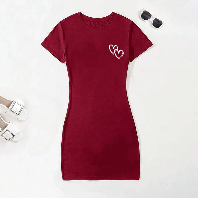 SHEIN Women&#39;s Casual Fashionable Letter Print Fitted Dress