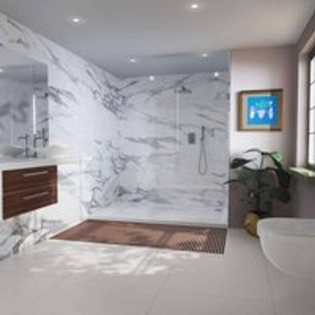 Atlantic Storm Grey Marble Effect Polished Rectified Porcelain Wall & Floor Tile - 1200mm x 600mm - White