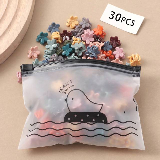 SHEIN 30pcs Girls&#39; Cute Flower Hair Clips, Morandi Blue, Random Color Butterfly Edge Clips For Bangs And Small Hair Claws