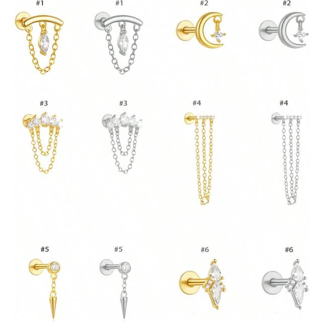 SHEIN Single One Earrings 1 Pc S925 Sterling Silver Earrings Tassel Earrings Stud Earrings Screw Ball Thread Ear Bone Nail Cartilage Piercing Earrings