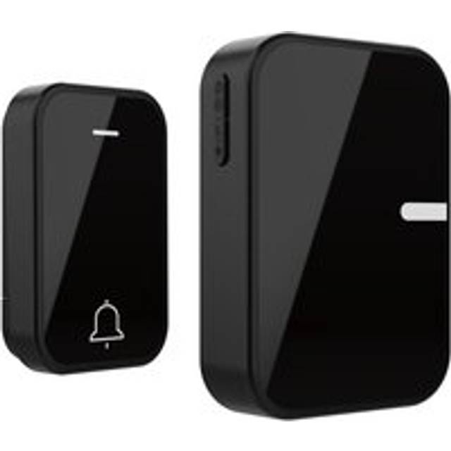 Alwaysh - Wireless Doorbell Outdoor Waterproof, 38 Melodies and 4 Volume Levels, Receiver and Transmitter Kit, with Ringtone Memory Function - Black