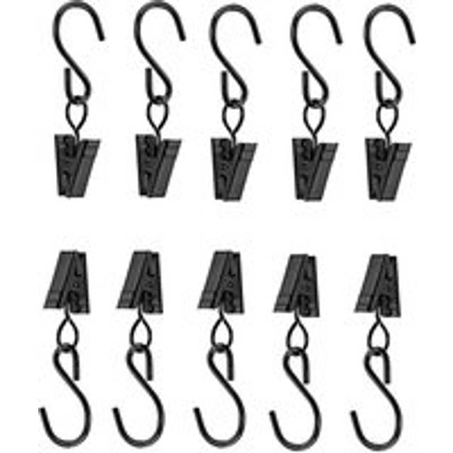 10PCS Curtain Rings with Clip with Hooks, Curtain Tieback Clip for Curtains, Photos, Shower Curtain, Home Decoration - Black - Alwaysh