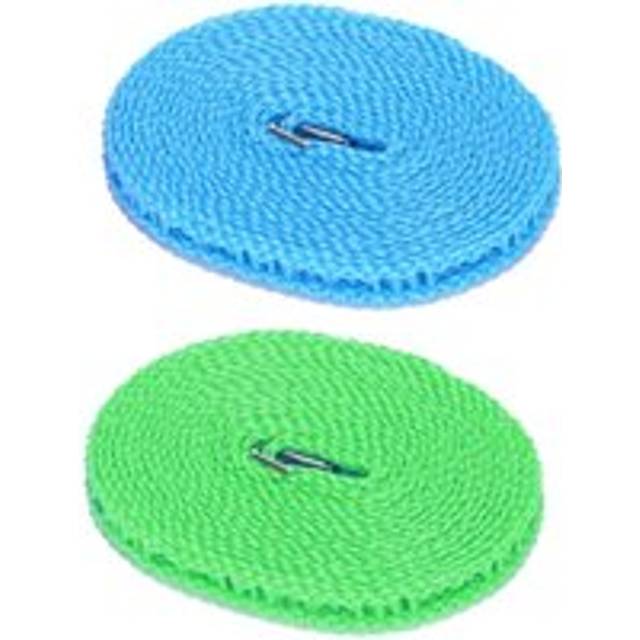 2Pcs Windproof Clothesline, Nylon Clothesline, Portable Travel Clothesline, Used for Indoor and Outdoor Camping Hangers (Blue, Green, 5m) - Alwaysh