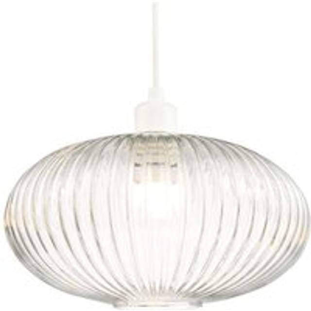 Modern Designer Line Ribbed Glass Oval Pendant Lamp Shade - Clear - One Size