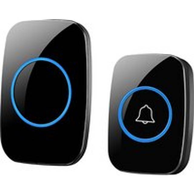 Alwaysh - Wireless Doorbell Outdoor Waterproof 300 Meters, Chime Kit with Plug-in Receivers, 60 Melodies at 5 Volume Levels for Home Office, Black