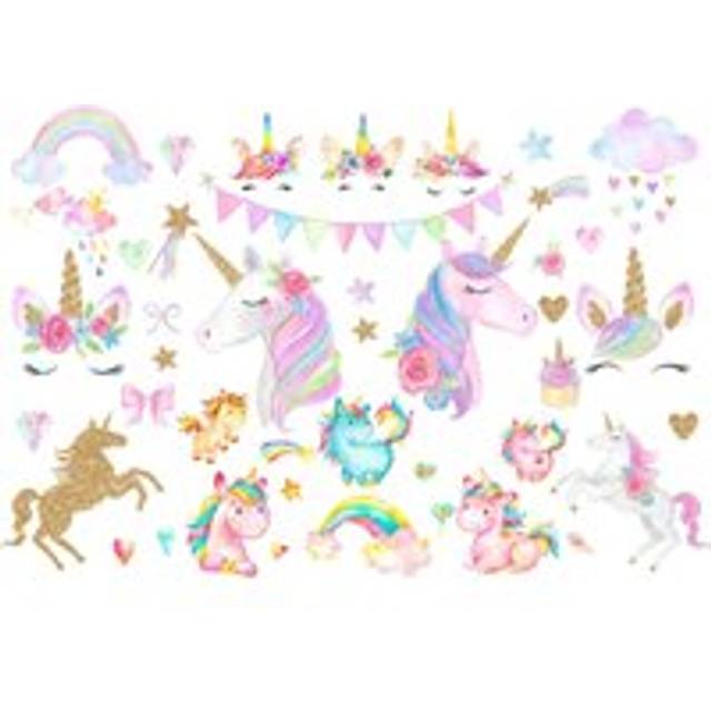 Rainbow Unicorn Wall Stickers Unicorn Moon Cloud Balloon Wall Decals for Girls Room Kids Baby Nursery - Alwaysh
