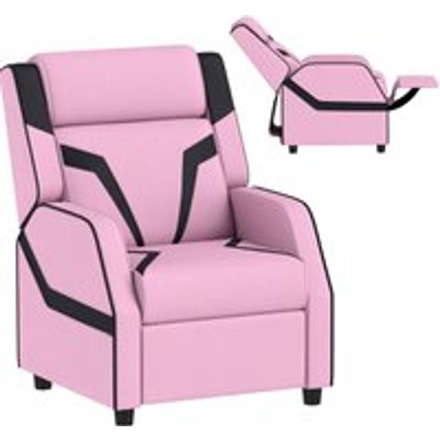 Kids Recliner, PU Leather Toddler Armchair w/ Backrest & Footrest - Pink - One Size