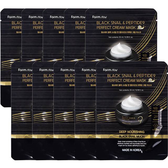 Farm Stay - Black Snail & Peptide9 Perfect Cream Mask - 10pcs