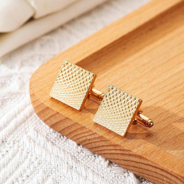 SHEIN 1pair Men&#39;s Stainless Steel Geometric Cufflinks, For Wedding Dress Shirt, Father&#39;s Day Gift