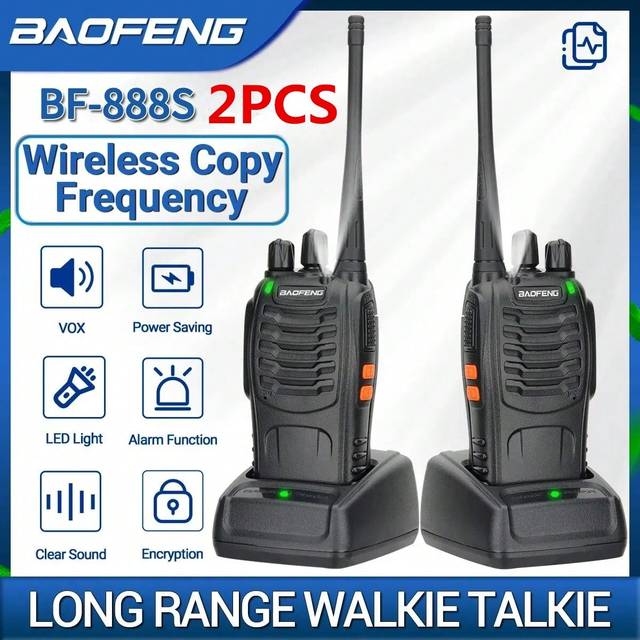 Baofeng BF-888S Pro Walkie Talkie Wireless Copy Frequency Long Range UHF 400-470MHz Portable Ham Two - 1PCS No Type C Hole