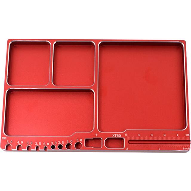 Multi-Function Magnetic Screw Tray Plate for Rc Crawler Car Rc Boat Drone Rc Model Repair Tools Aluminum Alloy,Red