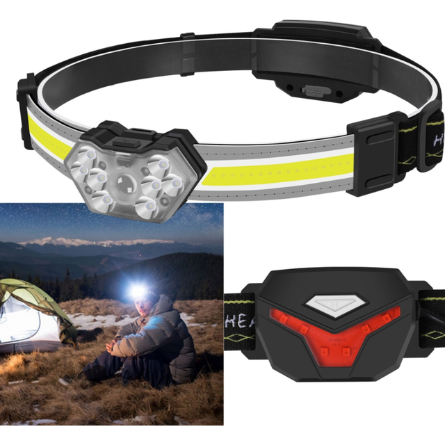 Chronus Rechargeable Headlamp Flashlight for Outdoor Camping Cycling Super Bright LED Head Lamp 45 Degree Adjustable Riding Lights(Black)