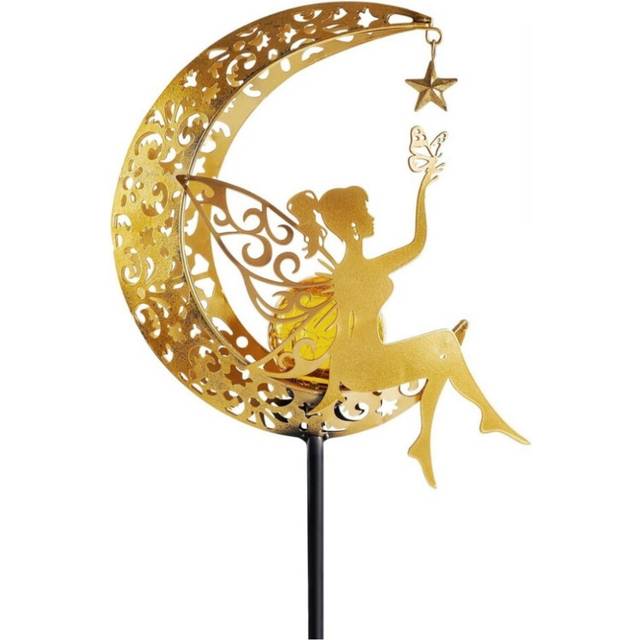 (B) Solar Moon Fairy Lamp Outdoor Garden Iron Flower Fairy Ground Insertion Lamp Courtyard Decorative Light