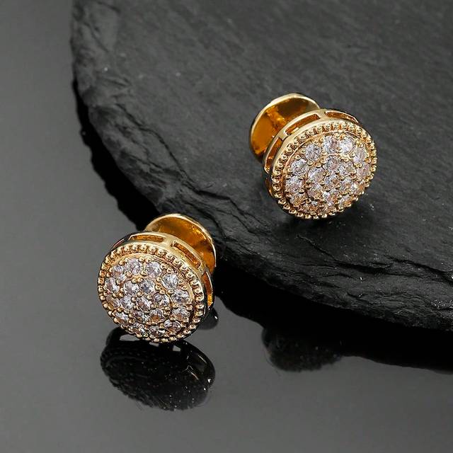 SHEIN 1pair Fashionable Geometric Copper Cufflinks Embedded With Cubic Zirconia For Men
