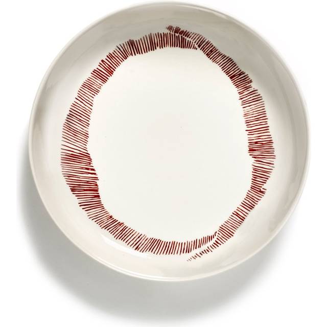 Serax Ottolenghi Feast djup tallrik Ø22 cm 2-pack White stripes-red - Vit