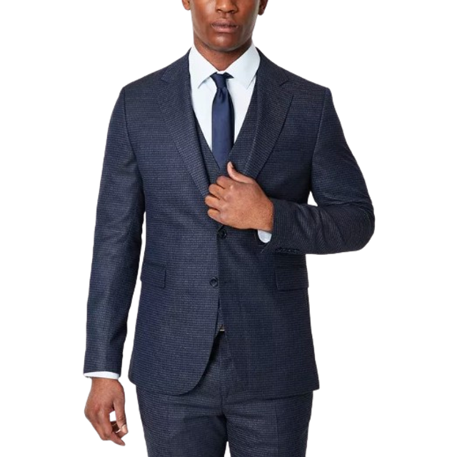 Mens Tonal Grid Check Slim Fit Wedding Suit Jacket - Grey - 40R
