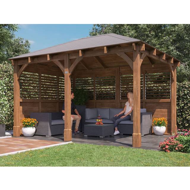 Dunster House Wooden Garden Shed 1.2 X 1.8M (4' X 6') 15Mm Walls Outdoor Storage Window, Pent Roof, Overlord Modular, Brown