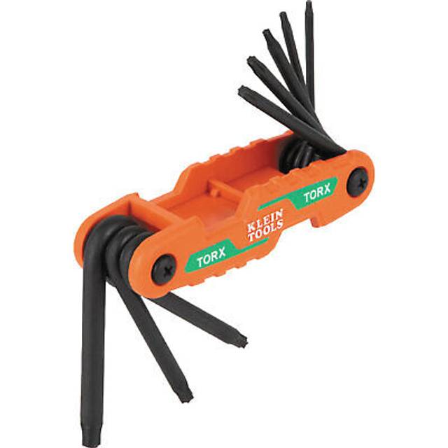 Klein Tools 70540T Compact Folding Torx Key Set  8 Keys T9 to T40  Industrial Strength Heat Treated Alloy Steel  Orange