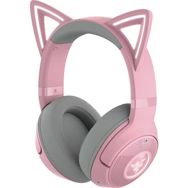 Razer Kraken Kitty V2 BT - Trådlöst Bluetooth RGB-headset med Kitty Ears (Bluetooth 5.2, TriForce 40 mm-drivrutiner, integrerade strålformande brusreducerande mikrofoner) Quartz