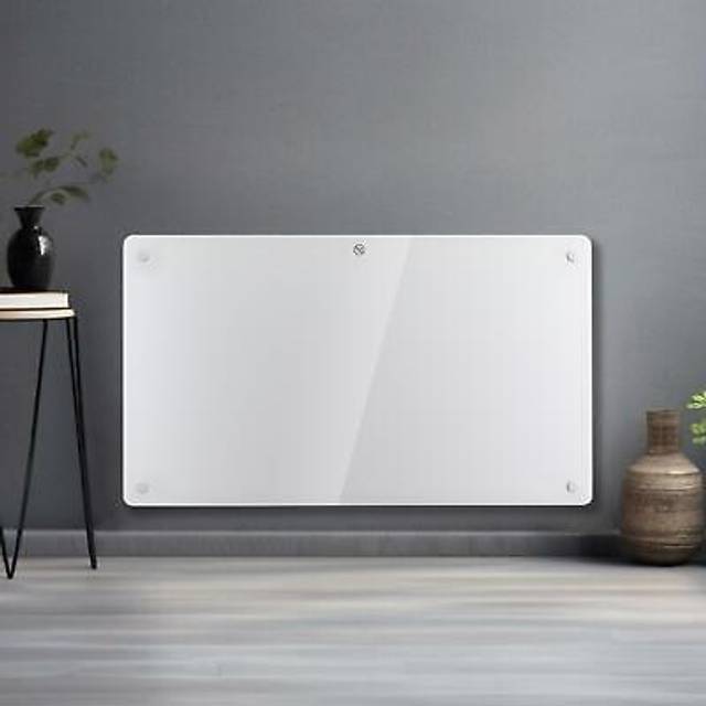 Electric Glass Panel Heater Wall Mounted 2000W Thermostat And Timer - Black, Black