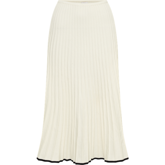 Jolene Contrast Rib Knit Midi Skirt - White - XL