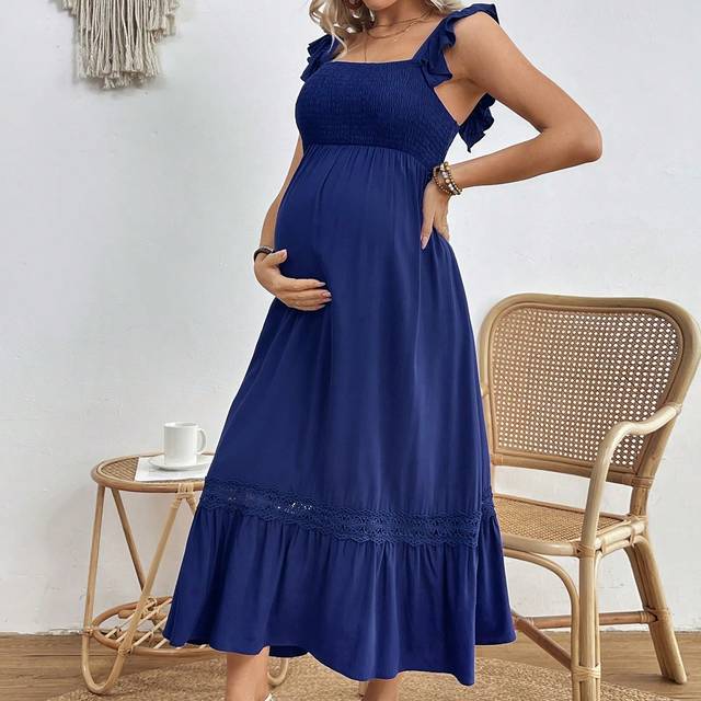SHEIN Maternity Square Neck Cap Sleeve Dress