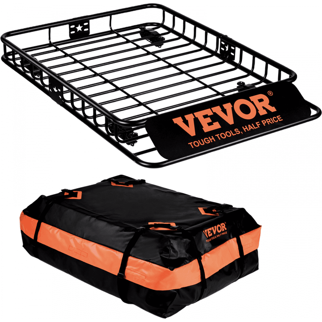 VEVOR Dachgep&#xE4;cktr&#xE4;ger Korb Auto Dachkorb Universal 1305 x 915 x 127 mm, Dachgep&#xE4;cktr&#xE4;ger Wanne inkl. Tasche 90 kg Tragf&#xE4;higkeit Relingtr&#xE4;ger Fracht Gep&#xE4;ckablage Schwarz f&#xFC;r Camping, Reisen usw.