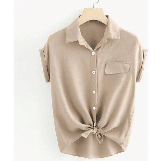 SHEIN Women&#39;s Plain Simple Daily Button-Down Shirt