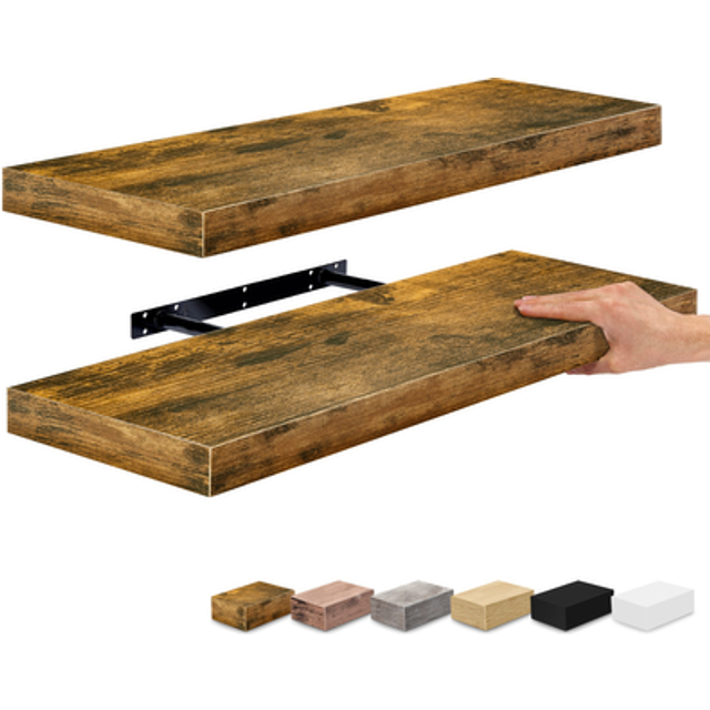Sorbus Floating Shelves for Wall - 24 Inch Wall Shelves for Bedroom  Kitchen Decor  Bathroom Shelves - 2 Walnut Floating Shelves for Wall Decor  Books