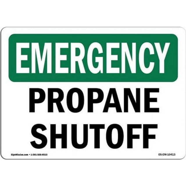 SignMission OS-EM-A-1218-L-10413 12 x 18 in. OSHA Emergency Sign - Propane Shutoff