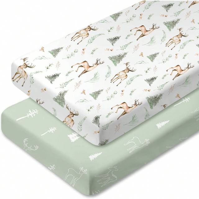 GLLQUEN BABY Crib Sheets 2 Packs For Boys Girls, Fitted Sheet For Standard Crib And Toddler Mattress, Super Soft Microfiber Baby Sheet 47x24x6in, For Mouth And Han