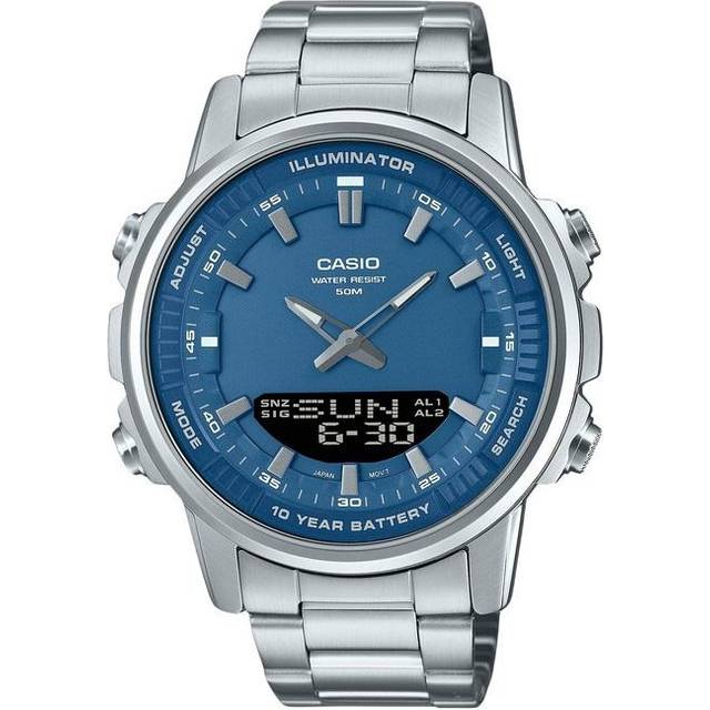 Casio Analog Digital Combination Stainless Steel Blue Dial Quartz AMW-880D-2A1V Men's Watch