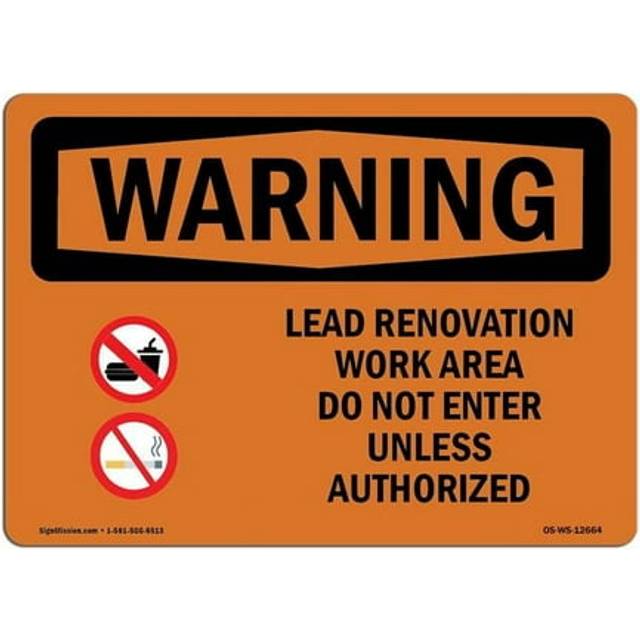 SignMission OS-WS-A-1218-L-12664 12 x 18 in. OSHA Warning Sign - Lead Renovation Work with Symbol