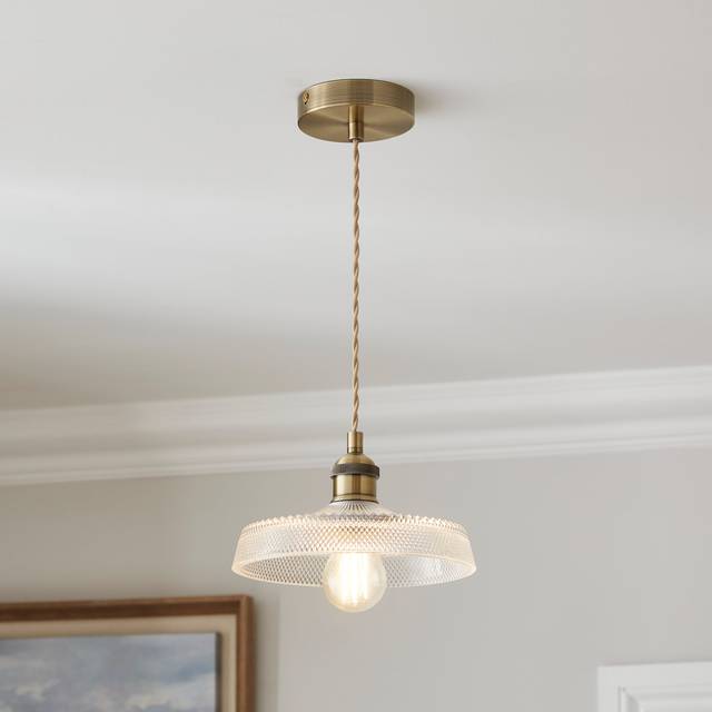 Churchgate Shilton Pressed Glass Adjustable Pendant Light - Gold