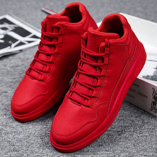 SHEIN All-Season Fashionable, Comfortable, Lightweight & Anti-Slip Leather High-Top Outdoor Men&#39;s Casual Sneakers