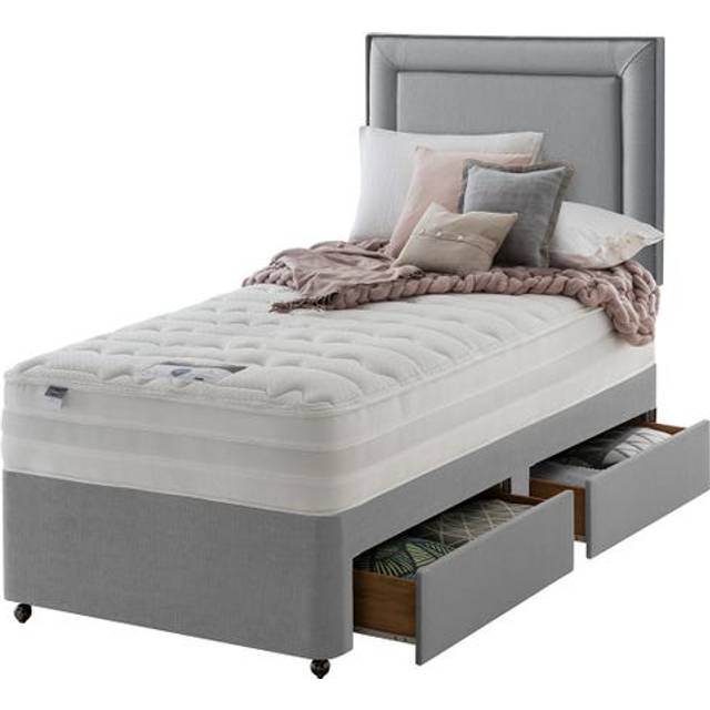 Silentnight Mirapocket 2000 Memory 90cm 2 Drawer Divan Set - Slate Grey No Headboard, Grey