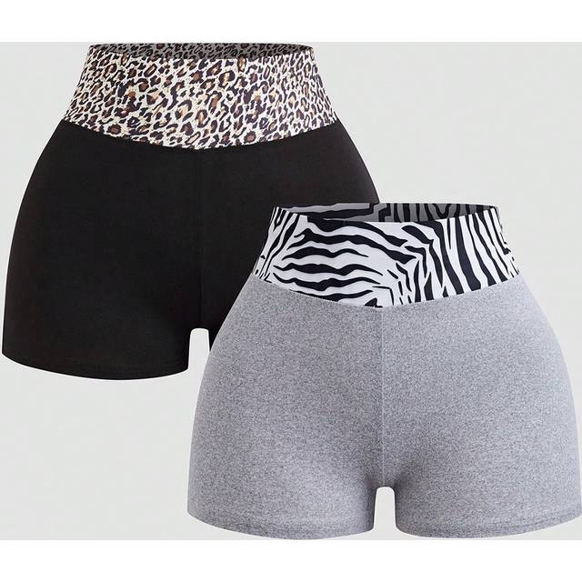 VaVaBold EZwear Leopard & Zebra Print Women&#39;s Shorts Set, Summer Casual, Everyday Wear, Yoga Pants