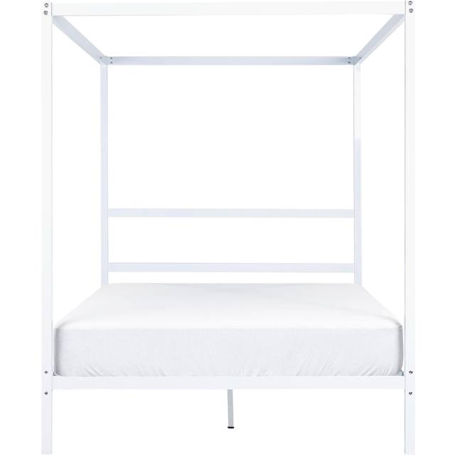 Beliani Four Poster Bed Metal Lestards 140 X 200 Cm Eu Double White, White