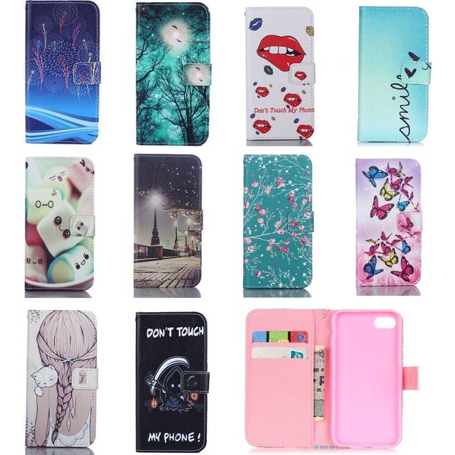 Flip wallet leather card stand case with holder for iphone 5/6/7 samsung s8