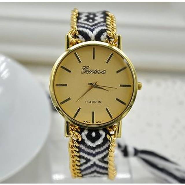 Gold ladies childrens girls heart platinum watch knit weave birthday gift uk