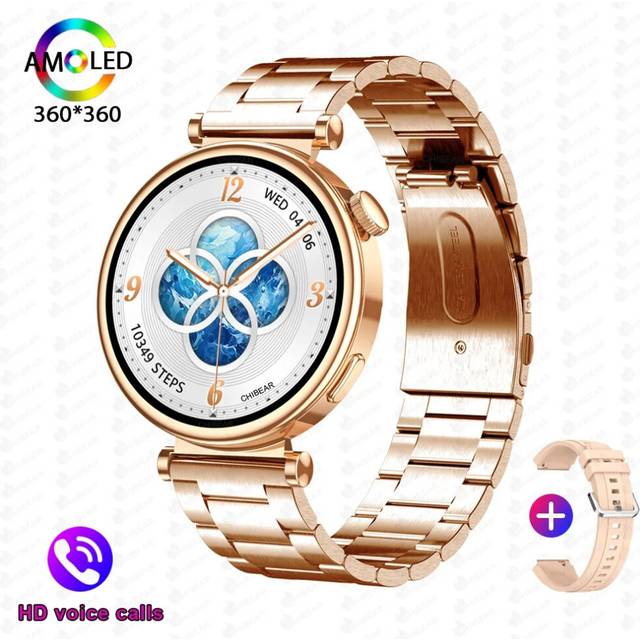 (Golden) For Android IOS Watch 4 41mm Women Smart Watch Compass 1.3'' AMOLED HD
