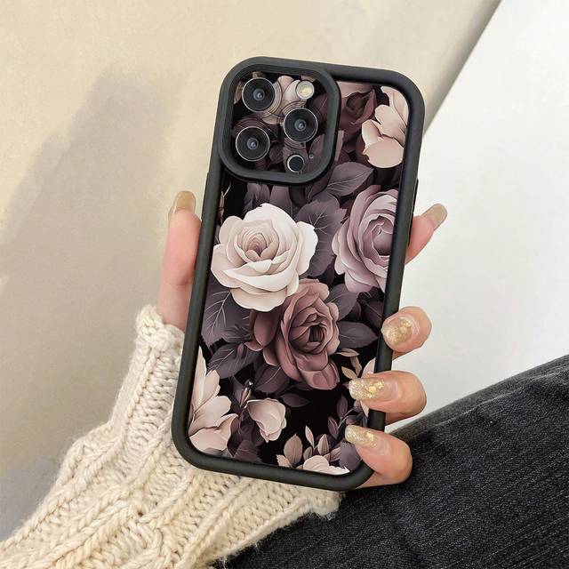 SHEIN 1pc Peony Flower Pattern Phone Case With Precise Hole Design To Protect Camera, Shock-Proof, Compatible With Apple 11 Pro Max, 12 Pro Max, 13 Pro Max,