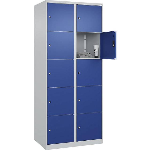 C+P 2 compartments, 2 compartments, light grey/gentian blue, W 800 mm, 10 compartments, with floor glides - gentian blue RAL 5010