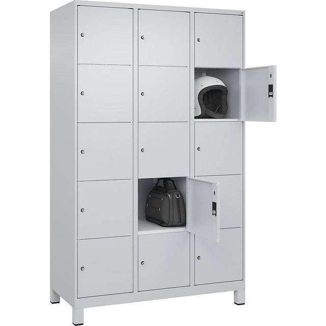 C+P 3 compartments, 3 compartments, light grey, W 1200 mm, 15 compartments, with feet - light grey RAL 7035