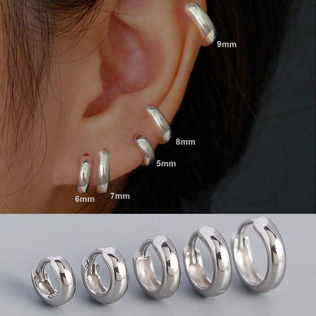 FOREVER QUEEN S925 Sterling Silver Dainty Huggie Hoop Earrings 14K Gold Plated Chunky Simple Cute Thick Cartilage Hoop Earrings Cuffs Minimalist Personalized Jewelr