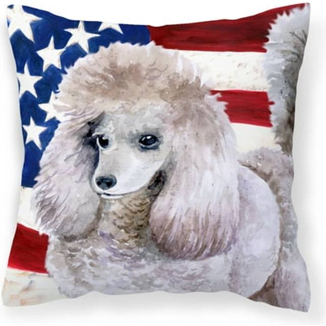 Caroline's Treasures BB9665PW1818 Poodle Patriotic Outdoor Canvas Pillow  Multicolor