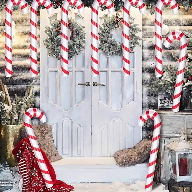 SHEIN Outdoor Inflatable Christmas Candy Cane Balloons, Christmas Decoration Supplies,Christmas